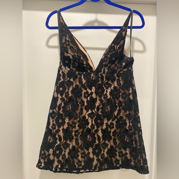 Free People Dangerous Love Black Lace Overlay Mini Dress - Picture 15 of 15